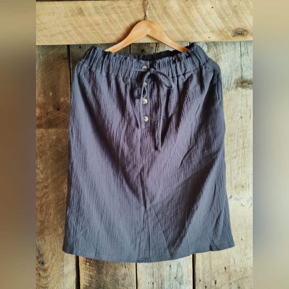 Charcoal Paper bag Skirt with pockets